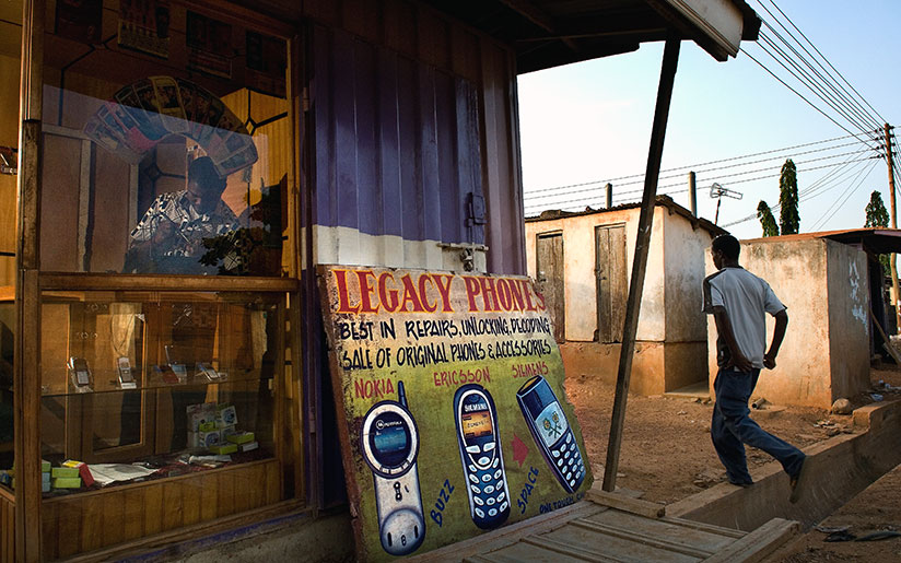 Photo of a mobile phone kiosk in South Africa