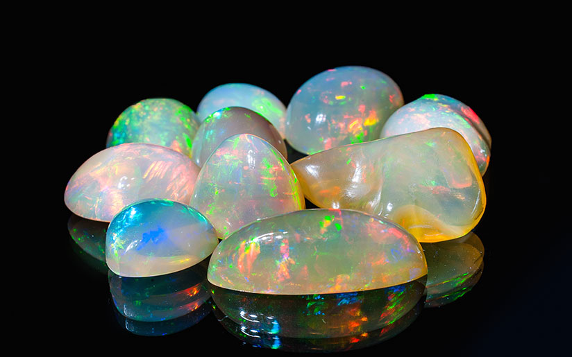 Photo of opals (precious gems)